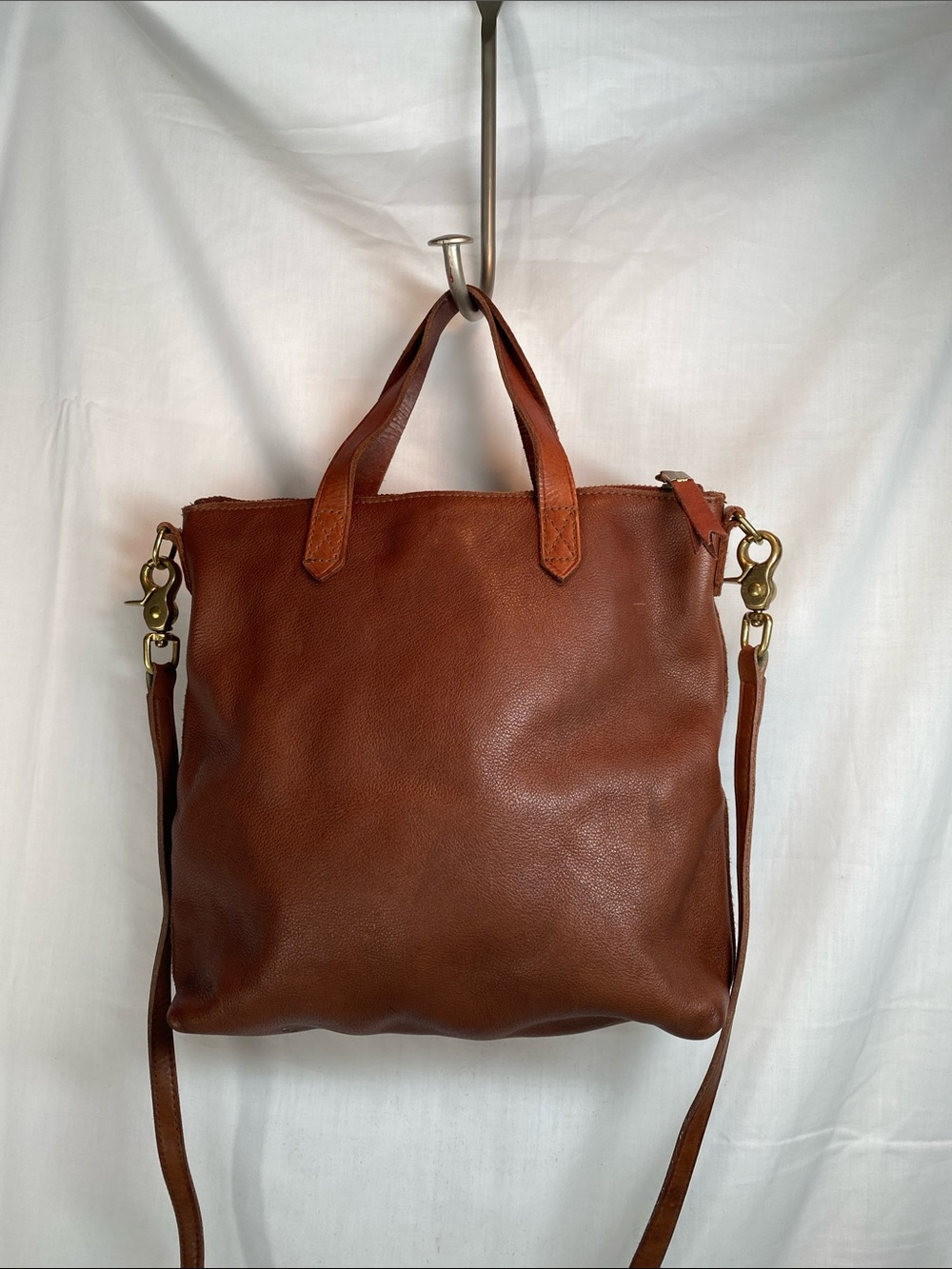 Madewell Brown Leather Shoulder Tote with Detachable Strap